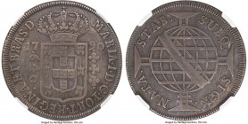 Maria I 640 Reis 1790-(L) XF40 NGC, Lisbon mint, KM222.1, LMB-352. Flat arch crown variety. Attractively patinated, with serene surfaces that appear v...