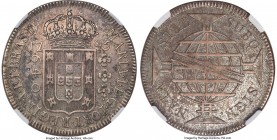 Maria I 640 Reis 1795-R AU50 NGC, Rio de Janeiro mint, KM222.2, LMB-382. Significant as the finest representative of this date we have seen, an attrac...