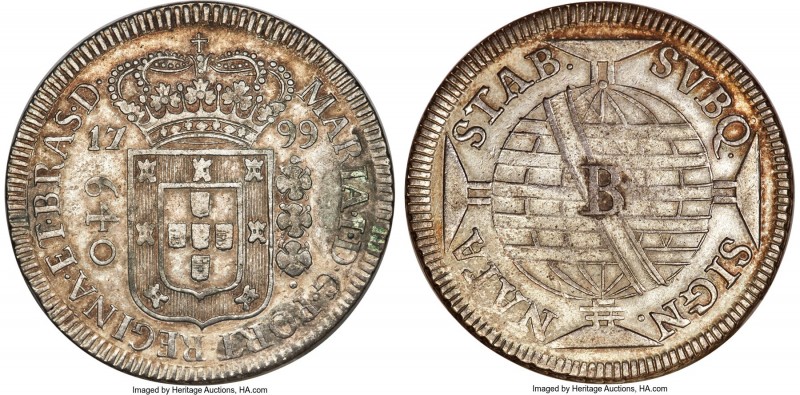 Maria I 640 Reis 1799-B VF (Residue, Cleaned) Bahia mint, KM231.1, LMB-369A. SVB...