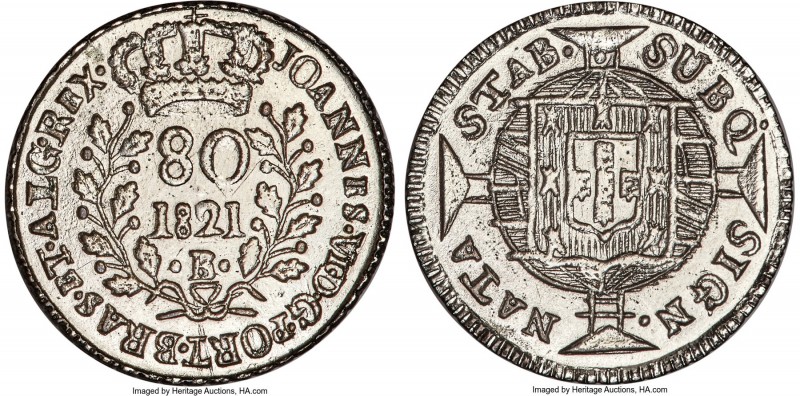 João VI 80 Reis 1821-B XF (Altered Surfaces), Bahia mint, KM322.2, LMB-457. 1.82...