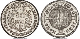 João VI 80 Reis 1821-B XF (Altered Surfaces), Bahia mint, KM322.2, LMB-457. 1.82gm. Mintage: 3,189. A one-year type, and the first such example we hav...