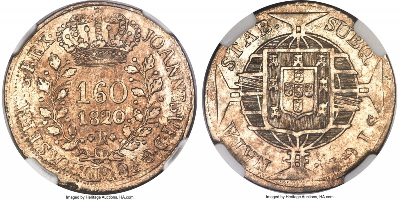 João VI 160 Reis 1820/10-R AU55 NGC, Rio de Janeiro mint, cf. KM323.1 (Rare), LM...