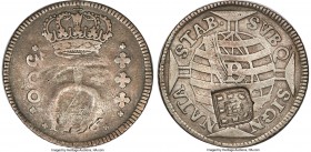 João Prince Regent Counterstamped 320 Reis ND (1809) VF (Date Engraved), Bahia mint, KM297, LMB-220. 8.47gm. Displaying shield counterstamp on a Jose ...
