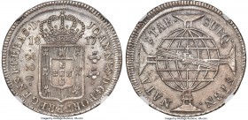 João Prince Regent 320 Reis 1817-R UNC Details (Cleaned) NGC , Rio de Janeiro mint, KM255.1, LMB-411a. Crown without curls variety. Razor-sharp and ti...