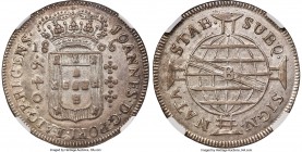 João Prince Regent 640 Reis 1806-B AU Details (Cleaned) NGC, Bahia mint, KM237, LMB-389. Notable doubling abounding on this argent, hairlined specimen...
