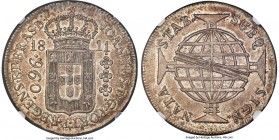 João Prince Regent "Inverted Reverse" 960 Reis 1811-R AU55 NGC, Rio de Janeiro mint, KM307.3, LMB-421a. Inverted reverse variety. A well-executed and ...