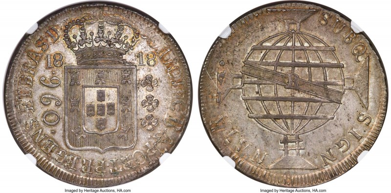 João VI "Shield Obverse" 960 Reis 1818-R MS62 NGC, Rio de Janeiro mint, KM326.1,...