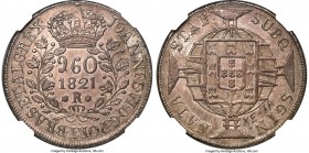 João VI 960 Reis 1821-R AU58 NGC, Rio de Janeiro mint, KM326.1, LMB-479B, Bentes-443.27. "SGIN" variety. A classic Brazilian rarity, especially for va...
