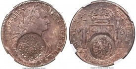 Minas Gerais. João Prince Regent Counterstamped 960 Reis ND (1808) XF45 NGC, KM248, LMB-453. Crowned arms counterstamp on the obverse, banded globe on...