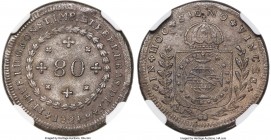 Pedro I 80 Reis 1824-R AU Details (Plugged) NGC, Rio de Janeiro mint, KM372, LMB-491. The first of only two dates that this denomination was minted in...