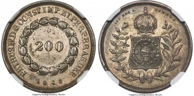 Pedro II 200 Reis 1840 AU53 NGC, Rio de Janeiro mint, KM455, LMB-531. Mintage: 624. The second-lowest mintage date in the series, and one which rarely...