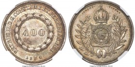 Pedro II 400 Reis 1834 MS63 NGC, Rio de Janeiro mint, KM453, LMB-536. An exquisite presentation for this inaugural date in the series, presently unsur...