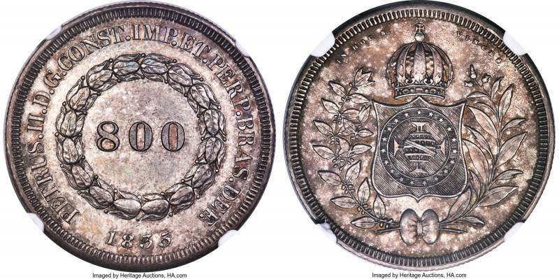 Pedro II 800 Reis 1835 AU58 NGC, Rio de Janeiro mint, KM456, LMB-546. An attract...