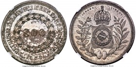 Pedro II 800 Reis 1838 MS64 NGC, Rio de Janeiro mint, KM456, LMB-547, Bentes-578.02. A scant mintage of only 497 pieces, with the present example the ...