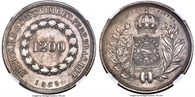 Pedro II 1200 Reis 1839 AU Details (Obverse Tooled) NGC, Rio de Janeiro mint, KM...