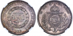 Pedro II 2000 Reis 1859 MS61 NGC, Rio de Janeiro mint, KM466, LMB-621. A lustrous selection enveloped in metallic tone and revealing traces of reverse...