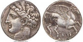 SICILY. Siculo-Punic. Ca. 264-260 BC. AR 5-shekels or decadrachm (38mm, 36.54 gm, 11h). NGC XF 5/5 - 1/5, smoothing, scratches, edge marks. Punic stan...