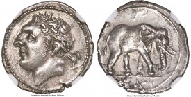 ZEUGITANA. Carthage. Time of Hannibal (213-210 BC). AR half-shekel (19mm, 2.93 gm, 12h). NGC Choice AU 5/5 - 3/5, Fine Style, brushed. Second Punic Wa...