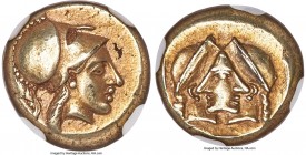 LESBOS. Mytilene. Ca. 454-427 BC. EL sixth-stater or hecte (10mm, 2.57 gm, 4h). NGC AU 5/5 - 4/5. Head of Athena right, wearing crested Corinthian hel...
