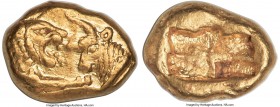 LYDIAN KINGDOM. Croesus (561-546 BC). AV third-stater or trite (11mm, 2.68 gm). NGC MS 5/5 - 4/5. Sardes, "light" standard, ca. 553-539 BC. Confronted...