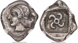 LYCIAN DYNASTS. Teththiveibi (ca. 460-425 BC). AR stater (21mm, 7.78 gm). NGC XF S 5/5 - 4/5, flan flaw. Ca. 450-420 BC. Head of female goddess (Aphro...