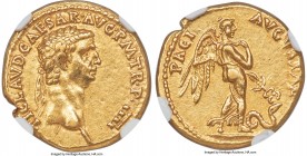 Claudius I (AD 41-54). AV aureus (18mm, 7.80 gm, 5h). NGC AU 5/5 - 4/5. Rome, AD 44-45. TI•CLAVD•CAESAR•AVG•P•M•TR•P•IIII, laureate head of Claudius I...