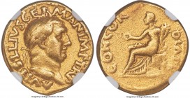 Vitellius (16 April-22 December AD 69). AV aureus (19mm, 6.69 gm, 6h). NGC VF 5/5 - 2/5. Rome. A VITELLIVS GERMAN IMP TR P, laureate head of Vitellius...