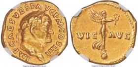 Vespasian (AD 69-79). AV aureus (19mm, 7.40 gm, 6h). NGC AU 5/5 - 4/5. Rome, AD 72-73. IMP CAES VESP A-VG P M COS IIII, laureate head of Vespasian rig...