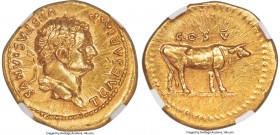 Titus, as Caesar (AD 79-81). AV aureus (20mm, 7.18 gm, 5h). NGC Choice AU 5/5 - 4/5. Rome, AD 76. T CAESAR IMP-VESPASIANVS, laureate head of Titus rig...