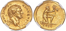Domitian, as Caesar (AD 81-96). AV aureus (20mm, 7.25 gm, 6h). NGC MS 5/5 - 4/5, Fine Style. Rome, AD 77-78. CAESAR AVG F-DOMITIANVS, laureate head of...