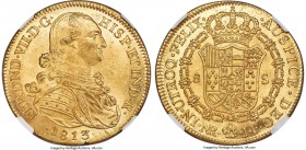 Ferdinand VII gold 8 Escudos 1813 NR-JF MS64+ NGC, Nuevo Reino mint, KM66.1, Onza-1324. A far finer example of the type than is normally seen, allurin...