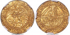 Henry VIII (1509-1547) gold Angel ND (1509-1526) MS61 NGC, Tower mint, Castle mm, S-2265, N-1760, Schneider-557. 5.04gm. castle) hЄnRIC (large crook-s...