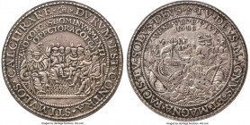 Elizabeth I silver "Defeat of the Spanish Armada" Medal 1588 AU50 NGC, Eimer-56a, MI-I-144/111, Van Loon-I-384/1. 52mm. By G. van Bijlaer. Struck rath...