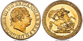 George III gold Sovereign 1817 MS63 PCGS, KM674, S-3785, Marsh-1. The inaugural date not only for George III's sovereign coinage, but for the famous B...