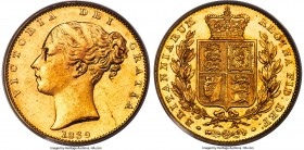 Victoria gold Sovereign 1839 MS62 PCGS, KM736.1, S-3852, Marsh-23 (R2). The extremely rare second-year issue of Victoria's encompassing Sovereign seri...