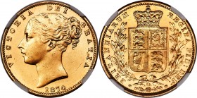 Victoria gold "Shield" Sovereign 1874 MS62 NGC, KM752, S-3853B, Marsh-58 (R4). Die #32. A conditionally superior example of this scarce and highly con...