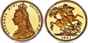 Victoria gold Proof Sovereign 1887 PR64 Ultra Cameo NGC, KM767, S-3866B, W&R-333. Reeded edge. In a word: precise. To say that Boehm's "Juilee Head" s...