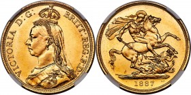 Victoria gold 2 Pounds 1887 MS66+ NGC, KM768, S-3865. A top-class representative that currently ranks as the single-finest example of its type certifi...