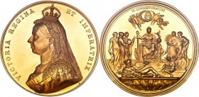 Victoria gold "Golden Jubilee" Medal ND (1887) MS62+ NGC, Eimer-1733a, BHM-3219. 58mm. 83.89gm. By J.E. Boehm and F. Leighton. Mintage: 944. Superb qu...