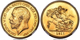 George V 4-Piece Certified gold Proof Set 1911 NGC, 1) 1/2 Sovereign - PR63, KM819, S-4006 2) Sovereign - PR64, KM820, S-3996 3) 2 Pounds - PR62, KM82...