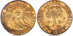 Central American Republic gold 8 Escudos 1824 NG-M XF45 PCGS, Nueva Guatemala mint, KM8 (Rare), Fr-26 (Rare), Onza-1751 (Extremely Rare; this coin). A...