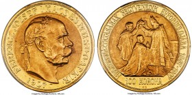 Franz Joseph I gold "Coronation" 100 Korona 1907-KB MS64 PCGS, Kremnitz mint, KM490, Fr-256, Husz-2213. Mintage: 10,897. Struck upon the 40th annivers...