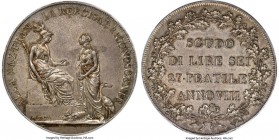Cisalpine Republic Scudo of 6 Lire Anno VIII (1800) MS65 PCGS, Milan mint, KM-C2, Dav-199, Pag-8, MIR-477. A stunning gem example of this highly medal...