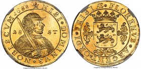 Friesland. Provincial gold 28 Stuivers (5 Ducat) 1688-(Lion) UNC Details (Removed From Jewelry) NGC, Leeuwarden mint, KM-Pn19, Delm-1022 (R4), CNM-2.1...