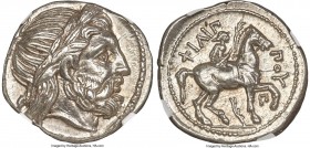 MACEDONIAN KINGDOM. Philip II (359-336 BC). AR tetradrachm (25mm, 14.39 gm, 5h). NGC AU S 5/5 - 5/5. Posthumous issue of Amphipolis, ca. 323-315 BC. L...