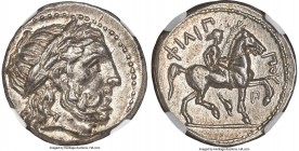 MACEDONIAN KINGDOM. Philip II (359-336 BC). AR tetradrachm (24mm, 14.32 gm, 3h). NGC AU 5/5 - 5/5. Posthumous issue of Amphipolis, 323-315 BC. Laureat...