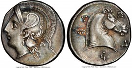 THESSALY. Pharsalus. Ca. 450-350 BC. AR hemidrachm (16mm, 2.87 gm, 12h). NGC Choice XF S 5/5 - 5/5. Head of Athena left, wearing Attic helmet with upt...