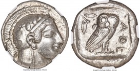 ATTICA. Athens. Ca. 475-465 BC. AR tetradrachm (25mm, 17.19 gm, 5h). NGC Choice AU 4/5 - 5/5, Full Crest. Head of Athena right with frontal eye and "a...