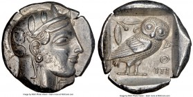 ATTICA. Athens. Ca. 465-455 BC. AR tetradrachm (25mm, 17.15 gm, 3h). NGC Choice AU S 5/5 - 5/5. Head of Athena right, wearing earring and crested Atti...