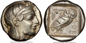 ATTICA. Athens. Ca. 465-455 BC. AR tetradrachm (24mm, 17.06 gm, 4h). NGC AU 5/5 - 3/5, scratches, brushed. Head of Athena right, wearing earring and c...